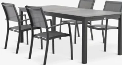 MOSS + STRANDBYMesa MOSS L214/315 + 4 sillas STRANDBY gris