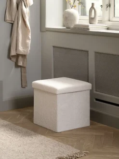 NYSTEDPuf NYSTED 38x38 con almacenaje felpa blanco crudo