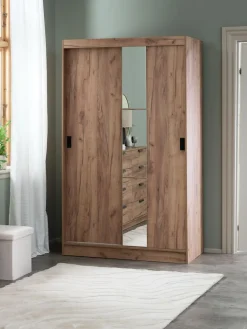 ODDERArmario ODDER 120x201 2 puertas correderas con espejo roble