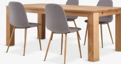 OLDE + JONSTRUPMesa OLDE L200 roble natural + 4 sillas JONSTRUP gris