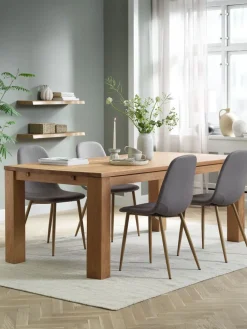 OLDE + JONSTRUPMesa OLDE L200 roble natural + 4 sillas JONSTRUP gris