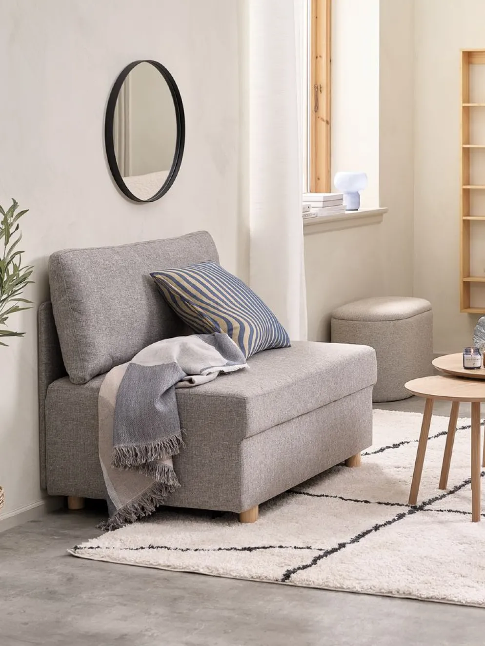 OLSTRUPSofá cama OLSTRUP 1,5 plazas tela gris