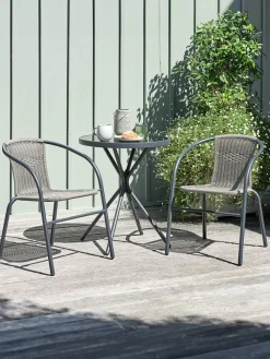 RADSTRUP + GRENAAMesa RADSTRUP Ø60 negro + 2 sillas GRENAA gris