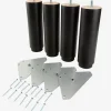 RAUDSUNDAPatas de cama Ø6xA20cm RAUDSUNDA haya negro 4 unidades