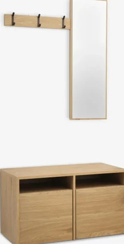 RAVSTEDMueble recibidor RAVSTED espejo 2 cajones color roble cálido