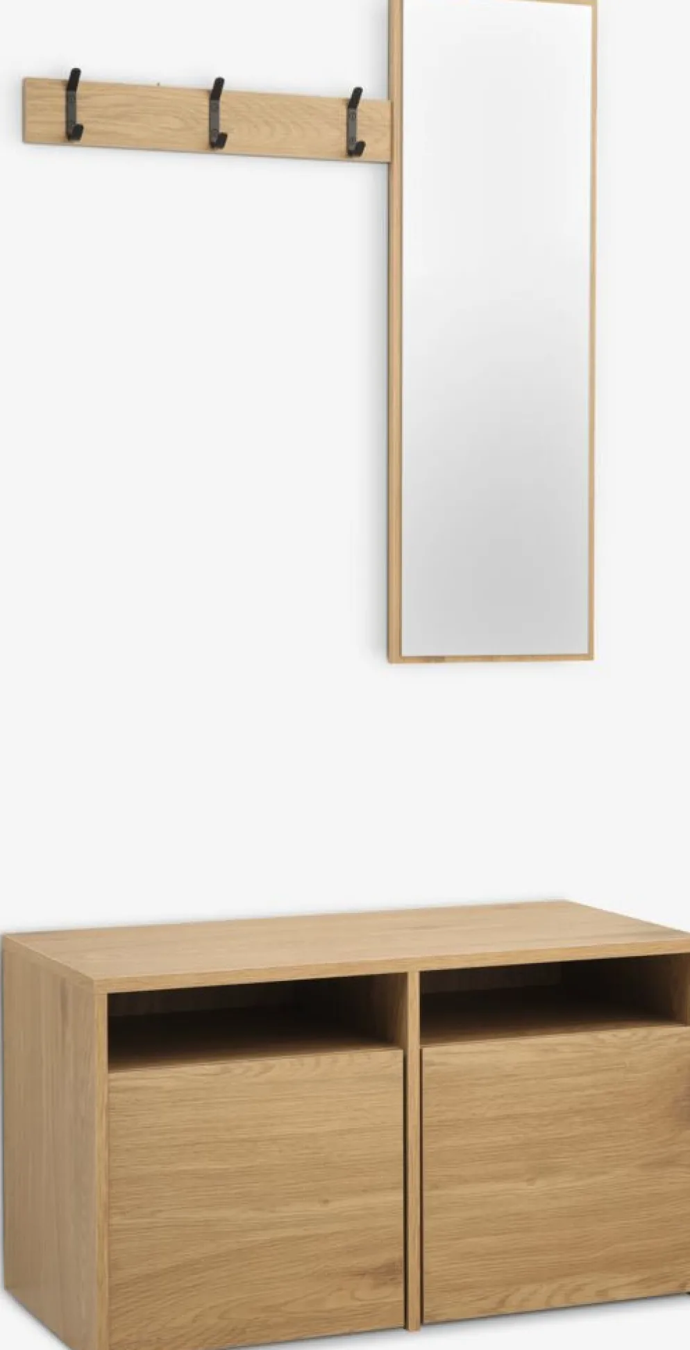 RAVSTEDMueble recibidor RAVSTED espejo 2 cajones color roble cálido