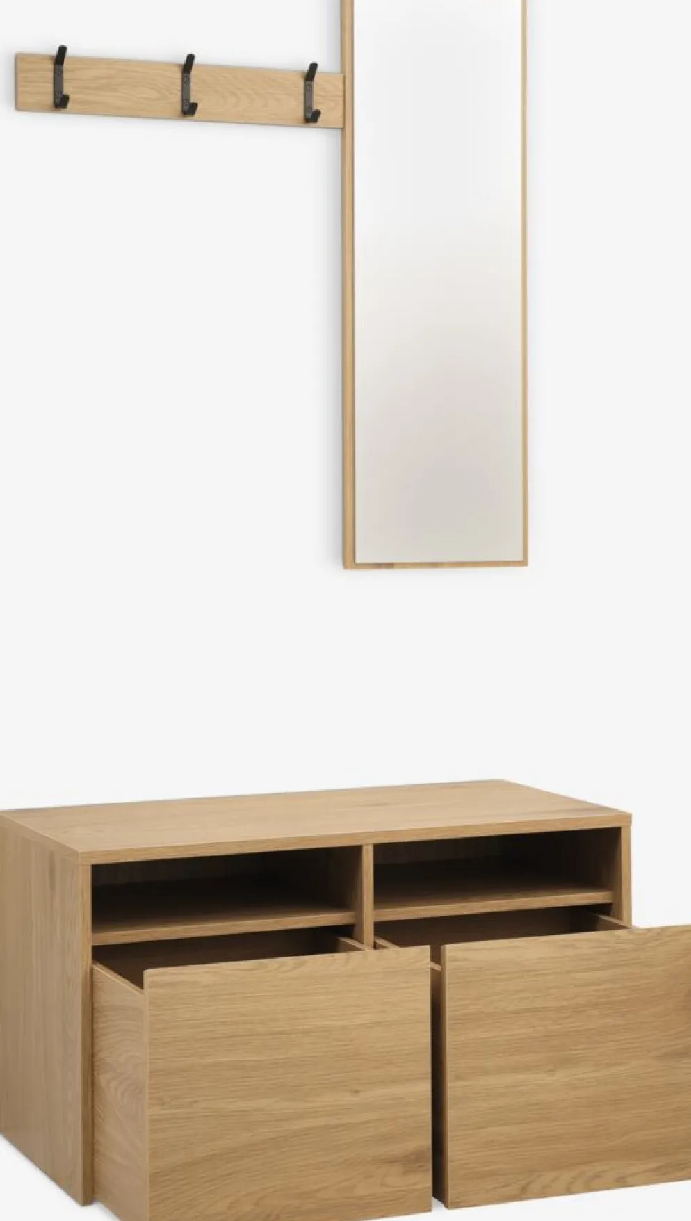 RAVSTEDMueble recibidor RAVSTED espejo 2 cajones color roble cálido