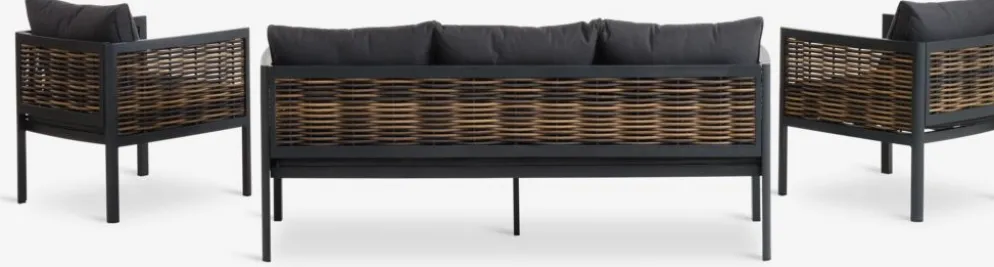 SALTENConjunto muebles jardín SALTEN 5 plazas secado rápido negro