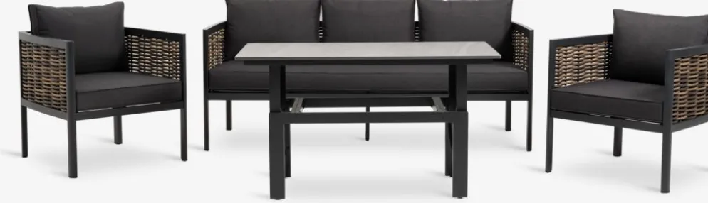 SALTENConjunto muebles jardín SALTEN 5 plazas secado rápido negro