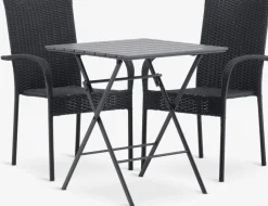 SANDVIKA + GUDHJEMMesa SANDVIKA L65 + 2 sillas GUDHJEM negro