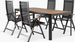SIRDAL + SIRDALMesa SIRDAL L211 madera dura + 4 sillas SIRDAL gris