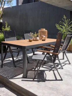 SIRDAL + SIRDALMesa SIRDAL L211 madera dura + 4 sillas SIRDAL gris
