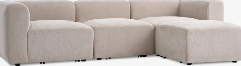 SKEJBYSofá modular SKEJBY 3 plazas con puf tela beis