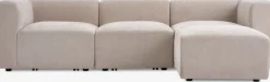 SKEJBYSofá modular SKEJBY 3 plazas con puf tela beis