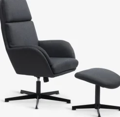 TANKEDALSillón reclinable con reposapiés TANKEDAL tela gris oscuro