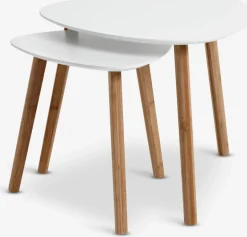 TAPSMesa auxiliar TAPS 55x55 blanco/bambú