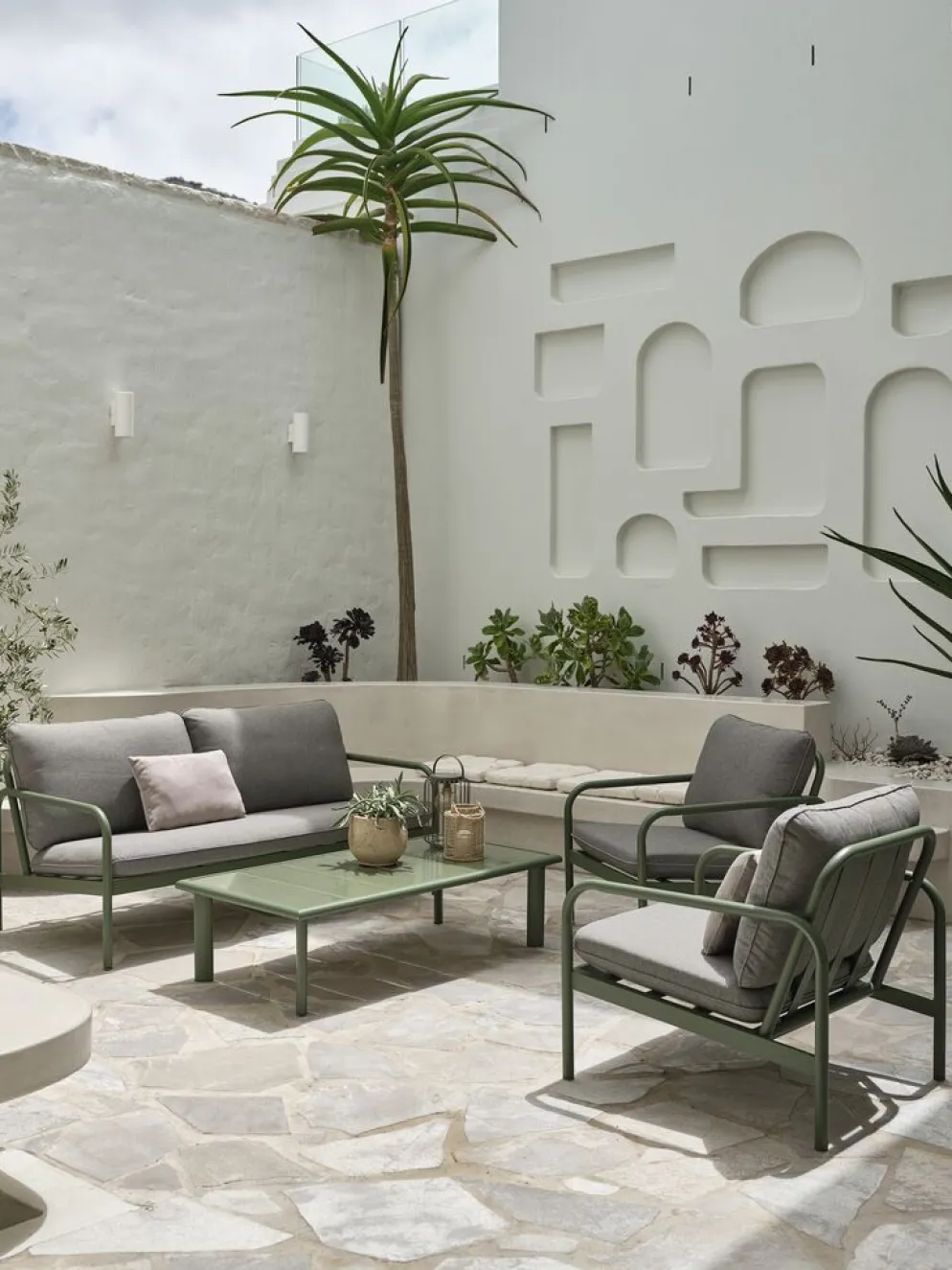 TEGLUMConjunto muebles jardín TEGLUM 4,5 plazas verde oliva