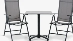 TIPMOSE + MELLBYMesa TIPMOSE L70 gris + 2 sillas MELLBY negro