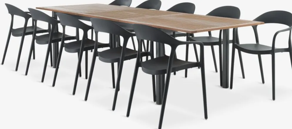 ULBJERG + NANNESTADMesa ULBJERG L214/297 madera dura + 4 sillas NANNESTAD