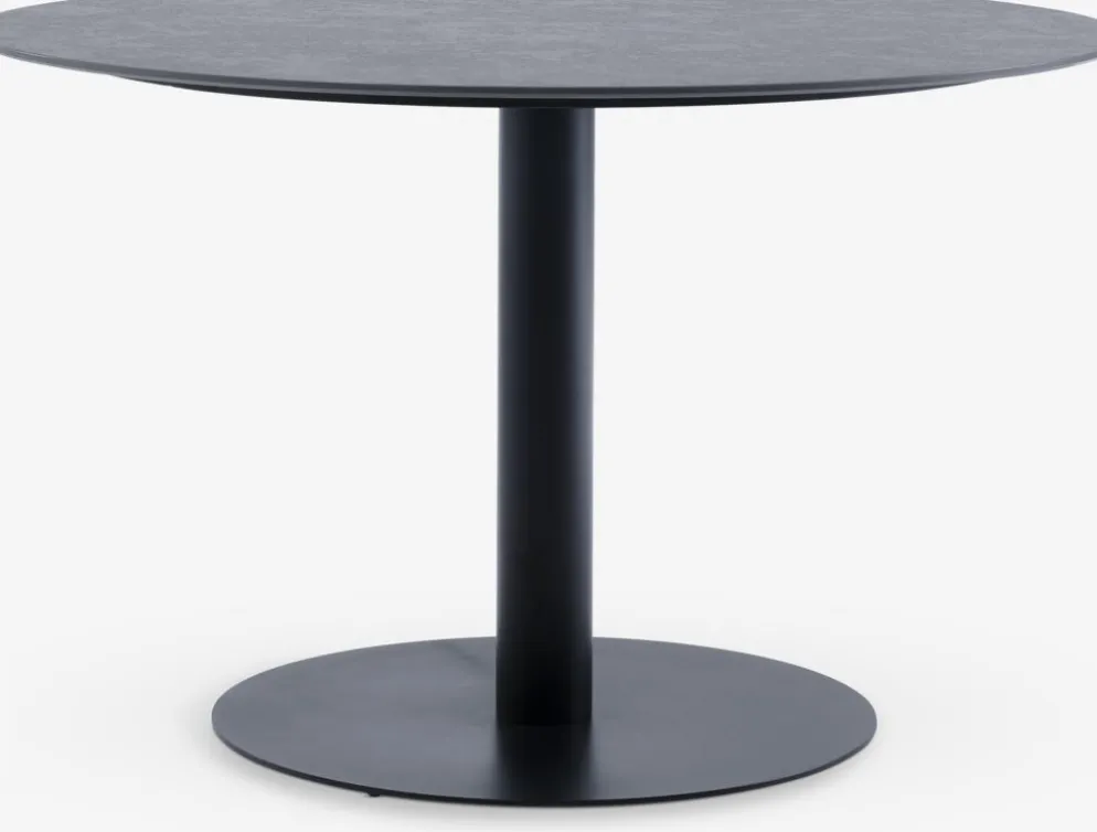 VAMDRUP + STRANDBYMesa VAMDRUP Ø120 + 4 sillas STRANDBY gris