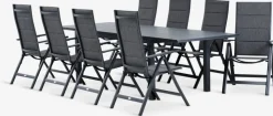 VATTRUP + MYSENMesa VATTRUP L172/276 negro + 4 sillas MYSEN gris