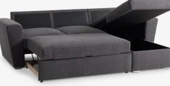 VEJLBYSofá cama con chaise longue VEJLBY tela gris oscuro