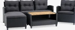 VENConjunto muebles jardín VEN 4 plazas con chaise longue negro