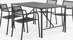 VIERLI + HEMSEDALMesa VIERLI L149 + 4 sillas HEMSEDAL negro